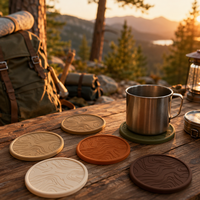 Ensemble de sous-verres en silicone personnalisés OEM pour le camping en plein air, antidérapants, de qualité alimentaire, résistants à la chaleur, imperméables, réutilisables, pour les voyages
