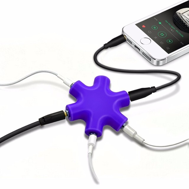 OEM One to Five Audio Splitter Stereo 35MM Jack 6 Way Hub Multi Splitter Adapter AUX Split for Headphone