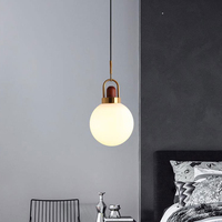 Suspension Nordique en Verre Opale avec Pièces Métalliques en Fer et Bois pour Îlot de Cuisine, Chambre, Bar, Café, Décoration Intérieure Moderne et Éclairage Domestique