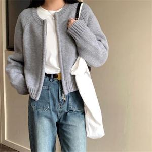Zipper Short Knitted Sweater Cardigan and Autumn New Lazy Style <strong>Top</strong> - Product Image 4
