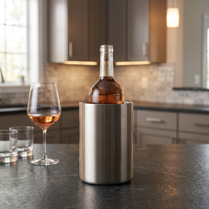 Enfriador de vino de doble pared de acero inoxidable, cubo enfriador de vino aislado, cubo de hielo redondo para botellas - Product Image 5