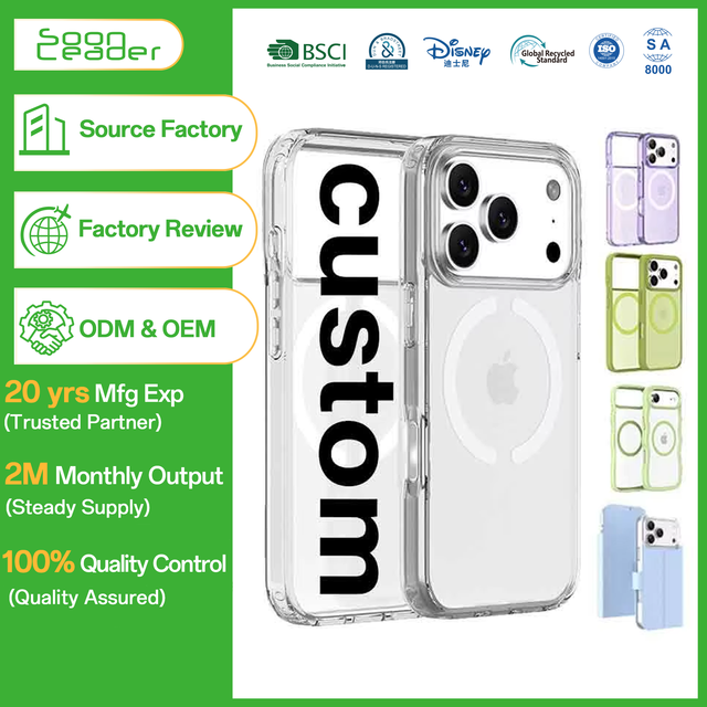 Soonleader Luxury TPU+PC Shockproof Magnetic Clear Mobile Phone Case for 17/16/15/14/Y/13/12/11 Plus Pro Max
