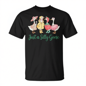 Camiseta Just A Silly Goose de manga corta con cuello redondo, unisex, con estampado digital, diseño promocional para amantes de los animales para adultos - Product Image 3