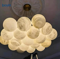 Lustre en albâtre espagnol, design pour villa, lampe d'ingénierie, globe en albâtre pour escalier et salon, suspension de salon