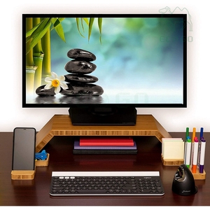 Durable Bamboo Monitor Desk Riser Stand Ajustable Rising Laptop Desk Nuevo diseño Laptop Table Adecuado para PC - Product Image 1