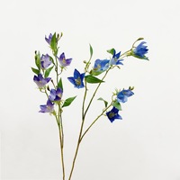 Bunga Angin Eustoma Campanula Sutra Buatan Warna Ungu Biru Modern Tahan Lama, Rangkaian Bunga Dekoratif Kelas Atas Buatan Tangan