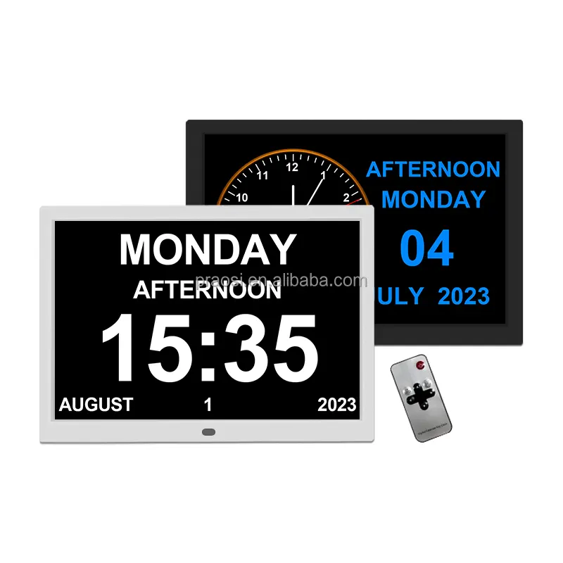 Pros bureau mur auto gradation perte de mémoire démence led électrique numérique 24 alarmes horloge jour calendrier horloge 15 pouces pour les personnes âgées