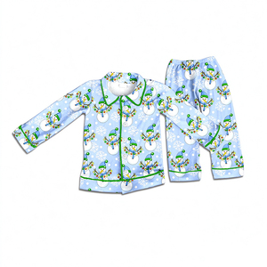 Milk Silk <b>Snowman</b> Printed Christmas Kids <b>Outfit</b>, Girls Bell Sleeve Dress Pajama Set, Soft Milk Silk Holiday Children Clothing - Product Image 1