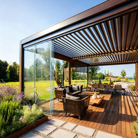 Pergola extérieure moderne en alliage d'aluminium, écologique, pour usage en extérieur, revêtement électrostatique en poudre, éclairage LED, respirante, durable