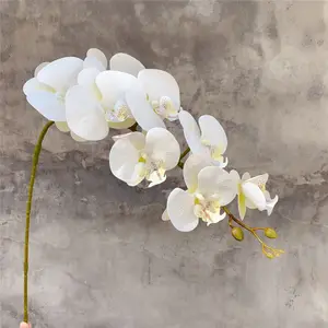 Cheap Wedding 9 Heads Real Touch Latex White Orchid Artificial for Arrangement