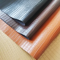 Cuir synthétique PU imperméable et élastique, imitation peau de crocodile gaufrée, matériau HONGDELI avec support tissé, largeur 54/55 pouces pour
