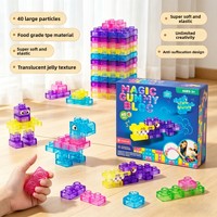 Bloques de Construcción de Gelatina, Juguetes Sensoriales Suaves y Elásticos para Aliviar el Estrés, Juguete Educativo de Plástico para Niños, Juego de 40 Piezas, Edades 4-6