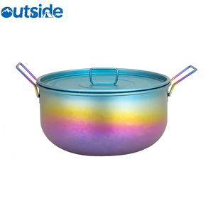 <span class=keywords><strong>Set</strong></span> di Pentole in Titanio Puro Arcobaleno/Argento Ecologico per <span class=keywords><strong>3</strong></span> Persone, Ultraleggero 252g, Grado Alimentare, Multifunzionale per Campeggio e Viaggi - Product Image 6