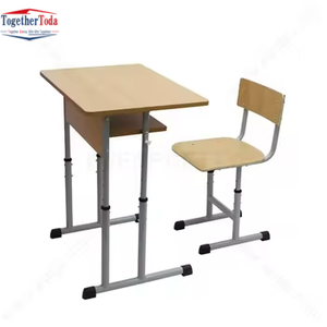 Wooden Height Adjustable Student <b>Desk</b> and <b>Chair</b> Set <b>With</b> Storage Ideal for Classrooms and Tutoring Centers - Product Image 1