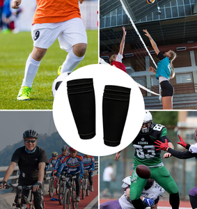 Chaussettes de protection de <span class=keywords><strong>tibia</strong></span> de football à compression avec poches en nylon, protection de base, vente chaude - Product Image 2