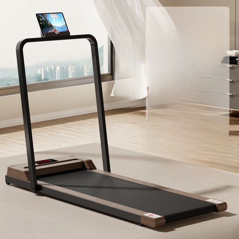 Black flat running treadmill + handrails