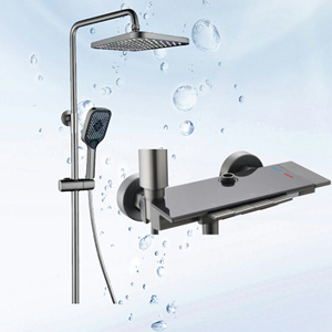 Súng phòng tắm màu xám tắm thiết lập với bốn phím đàn piano chức năng, lạnh và nóng hỗn hợp nước tắm - Product Image 1