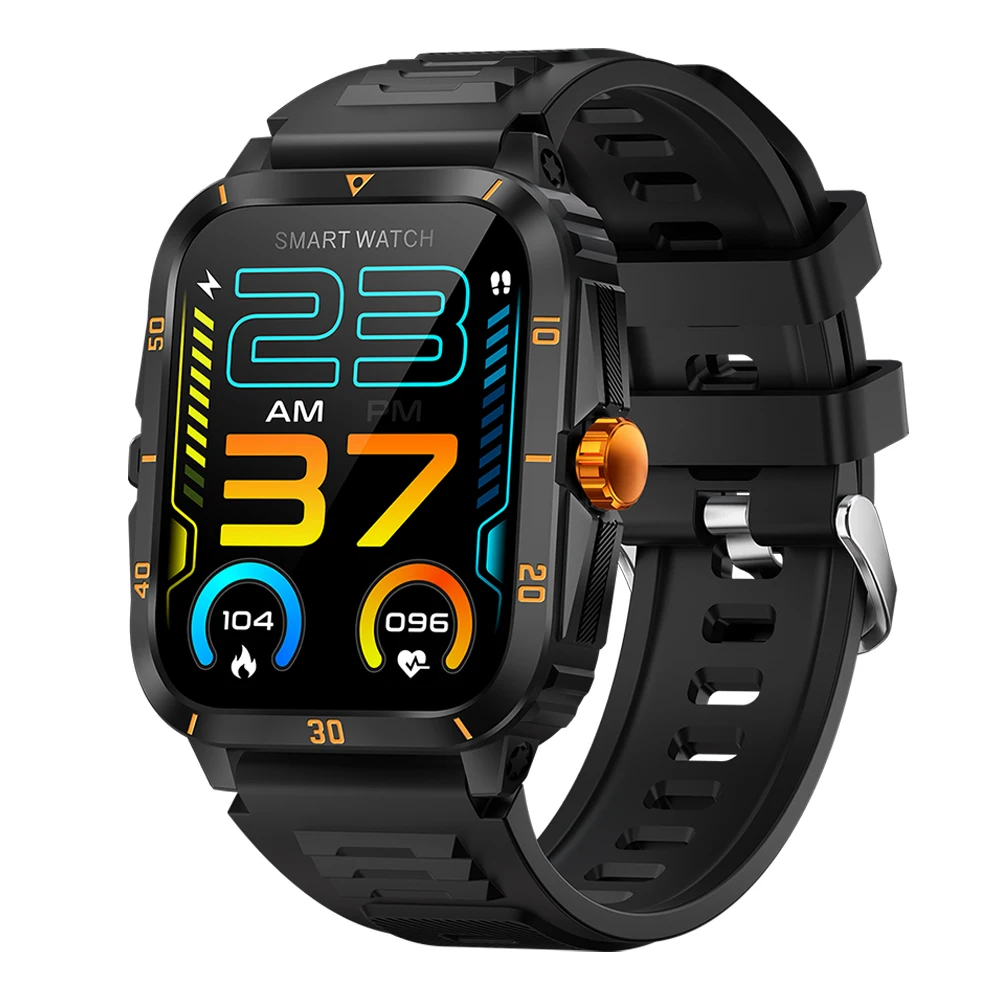 KT71 Outdoor Smartwatch 1.96Inch BT Call 30M Waterproof Sleep Monitoring Sport Smart Watch for Men 2025