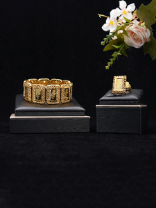 हॉटसेल अफ्रीकी और मध्य पूर्वी हस्तनिर्मित कंगन और अंगूठी सेट सुव्यवस्थित डिजाइन, उत्तम और नाजुक, सुनहरे आभूषण - Product Image 3