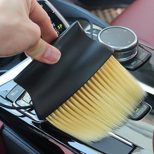 Soft Bristled Car Interior Crevice Dust Removal <b>Brush</b> Long Bristle Air Vent Cleaning Tool Black And Yellow Manual PP Material - Product Image 1