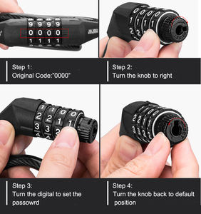 Candado de Seguridad <span class=keywords><strong>para</strong></span> <span class=keywords><strong>Bicicleta</strong></span> y Motocicleta, B2B, Combinación de 4 Dígitos, Cable de Acero, Antirrobo, Sin Llave, Portátil, Ligero, Resistente al Óxido - Product Image 3