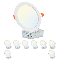 Plafonnier LED encastré moderne ultra-fin Woojong homologué ETL, 6 pouces, 5 CCT, sans cadre, dimmable, 12W, blanc, 2700K-5000K, installation facile