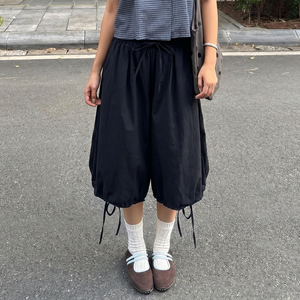 Pantalones de Mujer de Color Sólido con Cordón Ajustable, de Talle Bajo, Pierna Ancha, Tejidos, de Corte Relajado, Casuales, para Uso Diario - Product Image 4