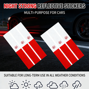 Ruban réfléchissant PVC haute visibilité rouge et blanc |   Étiquette d'avertissement de sécurité imperméable à l'eau à forte adhérence pour voitures et camions - Product Image 3