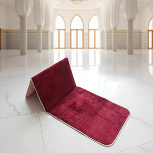 Tappetino da Preghiera Islamico Pieghevole Sajadah da Viaggio Musulmano All'Ingrosso con Schienale - Product Image 1