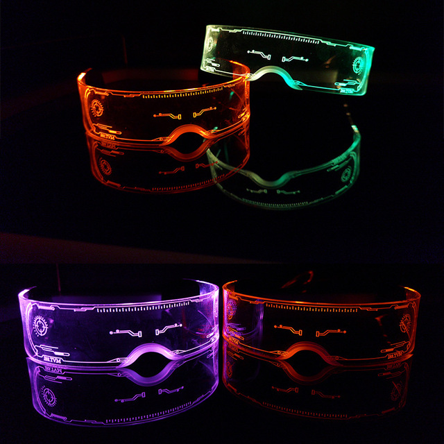 Fashion Cyberpunk Futuristic Multicolor LED Glowing Funny Rave Glasses Festival Party Eyewear USB Rechargeable Portable