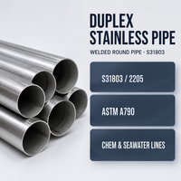 Tuyau en acier inoxydable duplex ASTM A790 S31803, utilisation circulaire pour l'eau de mer et les lignes chimiques