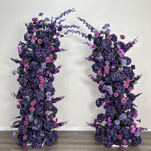 DKB 2026 Dekorasi Bunga Hydrangea Sutra Ungu Tua Kustom 2.2m+2m 2pcs Rangkaian Bunga Berbentuk Tanduk untuk Latar Belakang Dekorasi Pernikahan - Product Image 1