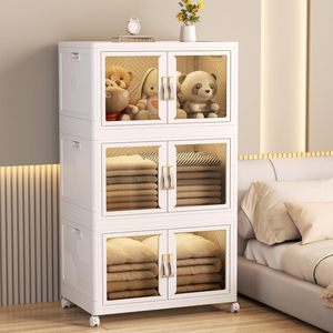 Multifunctional Foldable Bedroom Bathroom Detachable Clothes <b>Storage</b> Plastic Wardrobe Wheels Single Tier <b>Drawers</b> <b>Storage</b> - Product Image 1