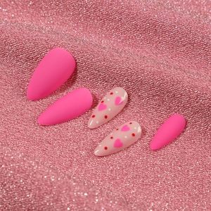 Prensa de almendras Pegamento corto en las <span class=keywords><strong>uñas</strong></span> <span class=keywords><strong>Rosa</strong></span> <span class=keywords><strong>Uñas</strong></span> postizas Diseño de corazón Pegamento <span class=keywords><strong>Mate</strong></span> <span class=keywords><strong>Uñas</strong></span> de plástico Cubierta completa Stick Lindo <span class=keywords><strong>Uñas</strong></span> artificiales - Product Image 2
