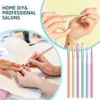 Ensemble professionnel de 6 pinceaux à ongles en acrylique translucide couleur macaron pour manucure, gel UV, liner et French