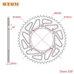 OTOM moto Dirt Bike aluminium YZ250F YZ450F plaque de chaîne de pignon arrière 520 52T pour <span class=keywords><strong>YAMAHA</strong></span> YZ <span class=keywords><strong>WR</strong></span> <span class=keywords><strong>125</strong></span> 250 450 - Product Image 2