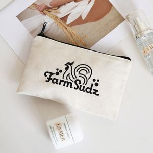Bolsa de cosméticos de lona de moda ecológica barata con logotipo, bolsa de maquillaje de lona con logotipo personalizado de gran capacidad, bolsa Lemei - Product Image 1