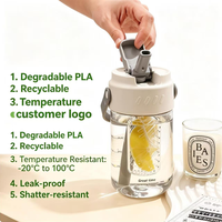 Bouteille d'eau en plastique transparente de grande capacité de 600ml 800ml écologique personnalisée avec paille cadeau de verres de sport de voyage pour enfants
