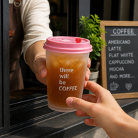 Gobelets en plastique PP imprimés avec logo personnalisé, avec couvercles, 12oz, 16oz, 24oz, gobelets jetables pour thé au lait Boba, café, vente en gros, MOQ 1000 pièces
