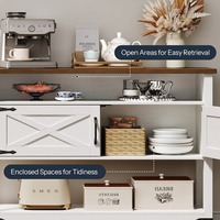 Console blanche style ferme avec portes coulissantes, 2 armoires de rangement, pour entrée et couloir, rustique, direct usine