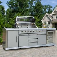 European Moisture Resistant Modular Stainless Steel Outdoor Kitchen High Quality Outdoor Garden Kitchen with MINI Glass Fridge