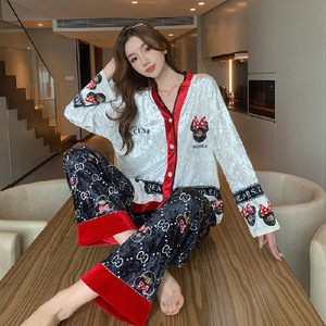 Với Giá Rẻ Giá 2 Pcs Sang Trọng Nhung Ngủ Phụ Nữ Sexy Pajama Set Ngủ <span class=keywords><strong>Saxy</strong></span> Đêm Ăn Mặc - Product Image 5