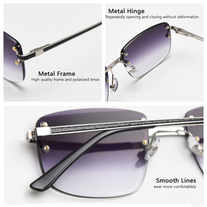 Haute qualité nouvelle lentille de couleur sans cadre lunettes de soleil carrées en gros dégradé hommes femmes Ins personnalité printemps charnière lunettes de soleil - Product Image 5