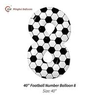 Ballon en feuille d'aluminium de 40 pouces à motif de football, chiffres 0-9, ballon en Mylar, décoration de fête d'anniversaire sur le thème du football pour garçons
