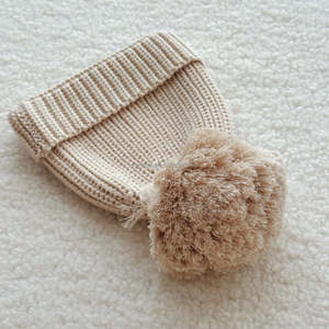 <span class=keywords><strong>Bonnet</strong></span> en coton pour bébé nouveau-né, <span class=keywords><strong>tricot</strong></span> épais, gros pompon, chaud pour l'hiver, 0-3 mois - Product Image 6