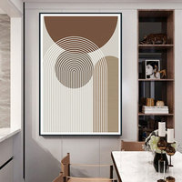 Peinture Murale Abstraite Simple sur Toile, Huile, Design Arc Nordique Semicercle, Décor Mural Marron Gris Minimaliste, Art Original Direct Usine