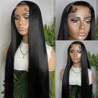 Peluca de encaje HD de cabello virgen en stock, proveedor mayorista, peluca frontal de encaje 13x4 de 14-34 pulgadas con cutícula alineada para mujeres afroamericanas