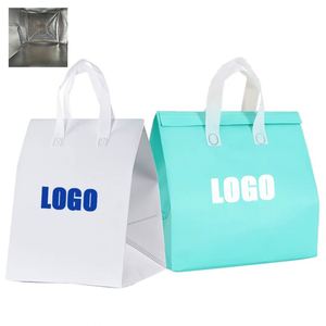 <b>Fold</b> Non Woven Aluminum Foil Disposable Cooler Bag With Letter Pattern Takeout Food Grocery Delivery Insulated Bag - Product Image 2