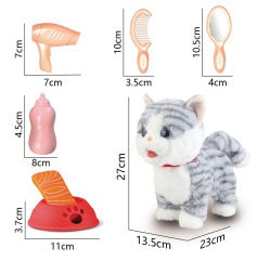 Elektrikli Peluş Evcil Hayvan Yavru Kedi, Tasma, Mama Kabı ve Aksesuarları ile - Müzik, Konuşma, Yürüme, Dil Yalama ve Sarılma Özellikleri - Product Image 2