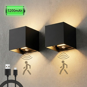 Lampada <span class=keywords><strong>da</strong></span> Parete Cubica a LED Up Down di Semplicità Moderna per Esterni e Interni Decorativa per Camera <span class=keywords><strong>da</strong></span> Letto con Sensore Ricaricabile a Batteria - Product Image 1
